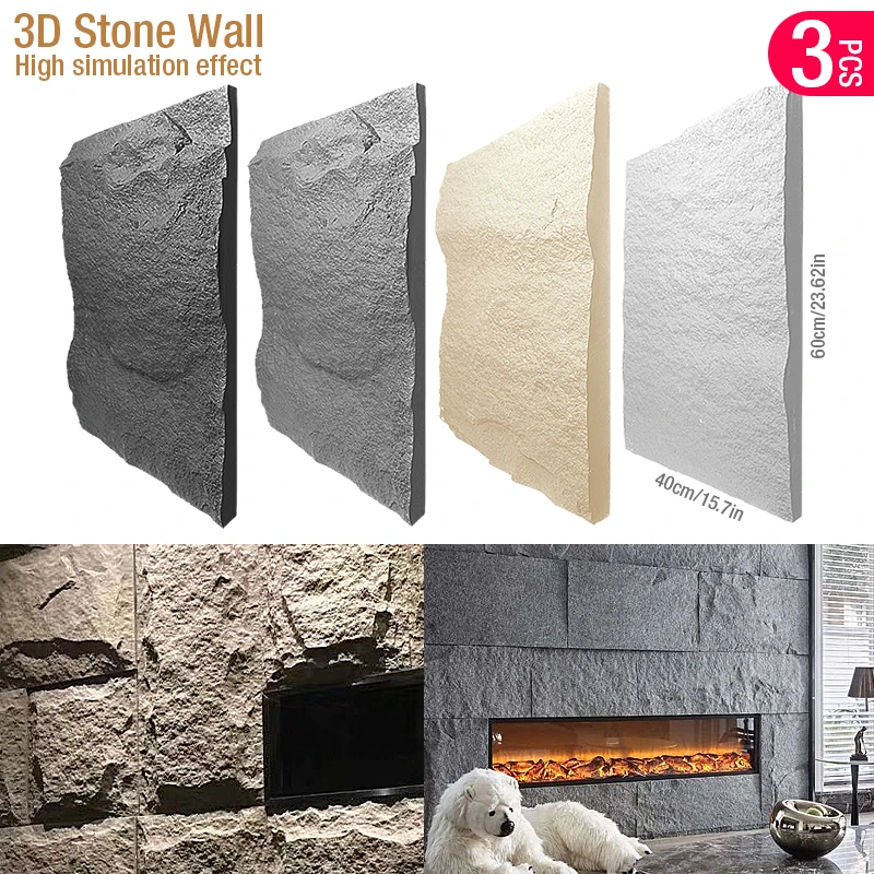 Wall Panel 3D Texture - 60x40cm Box Stein Textur 3D Wandpaneel