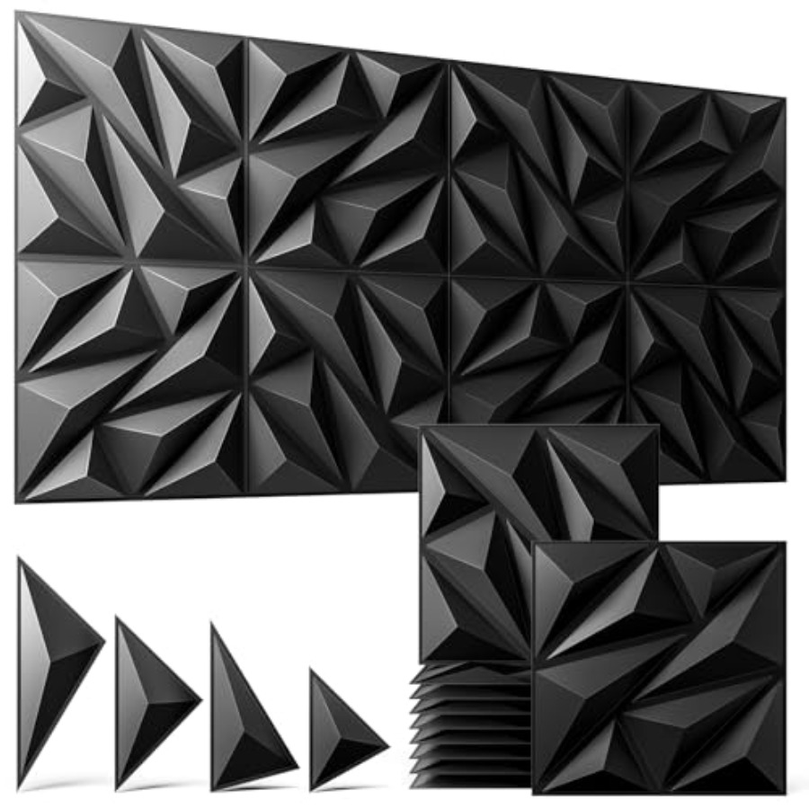 Wall Panel 3D Texture - 3D-Wandpaneele, schwarzes Paket, deckt 15,5 Quadratfuß