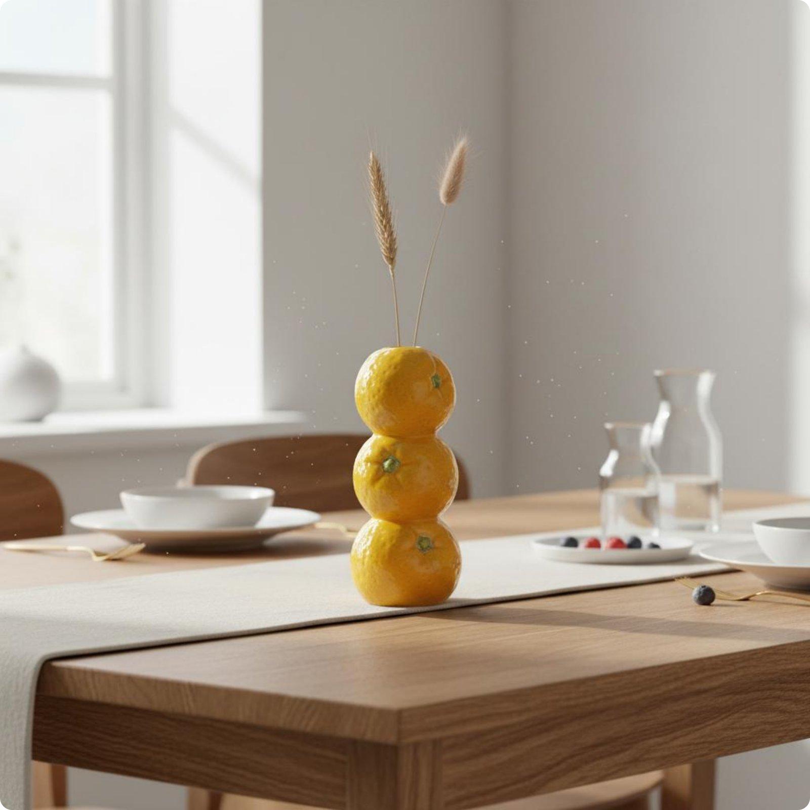Interior Design Industrial Style - Industrieller Ständer Kreative Keramikvase mit Zitronendesign